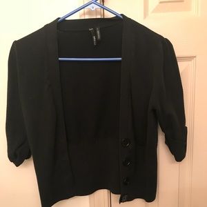 FREE*** Black 3/4 Sleeve Cropped Cardigan